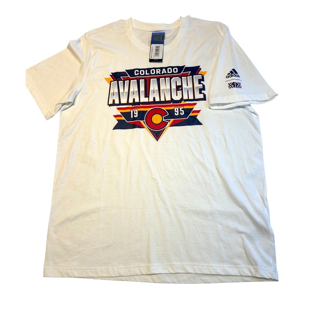 Adidas Colorado Avalanche NHL T-Shirt Mens Large White 1995 Graphic Tee New Tag